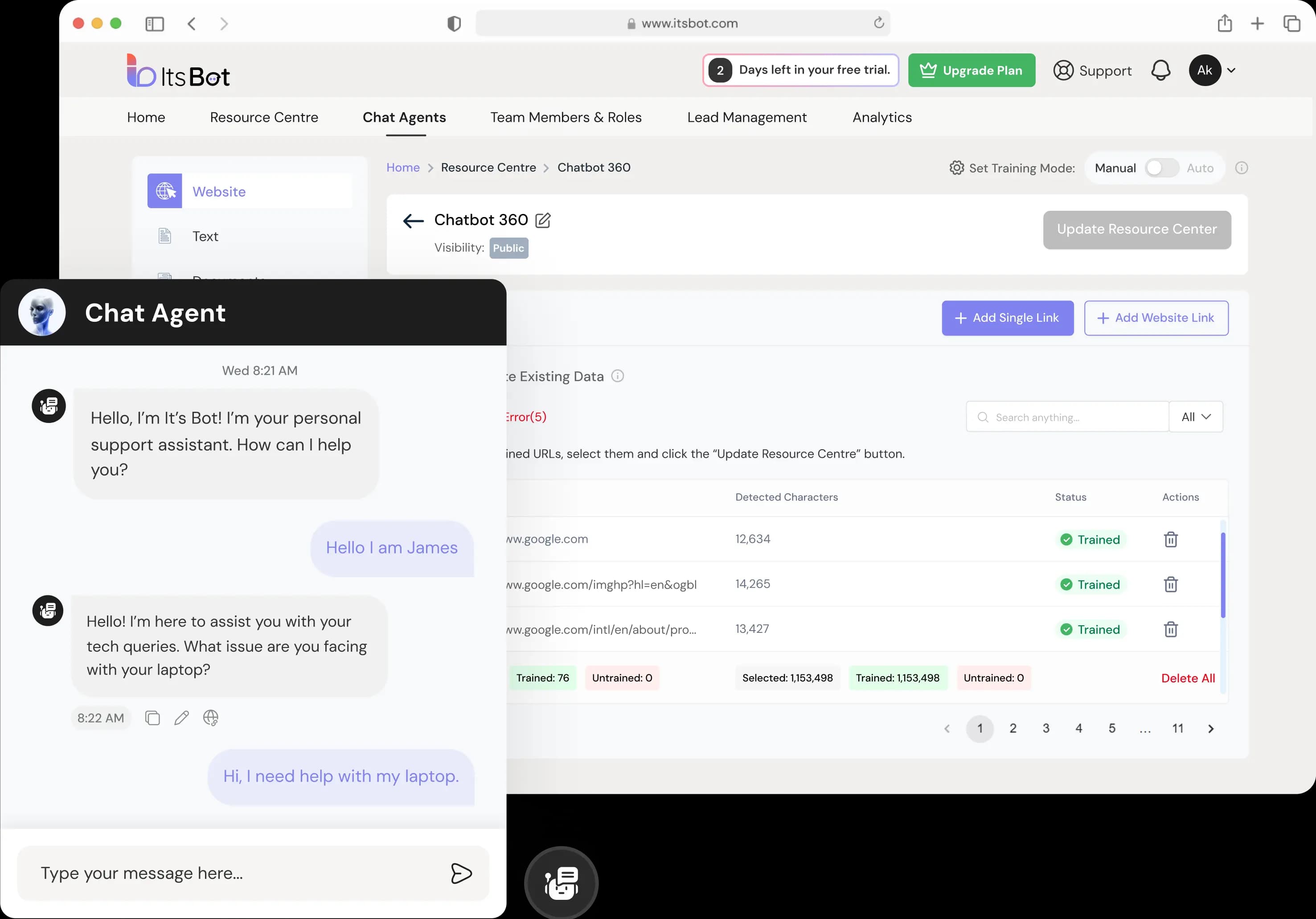 ItsBot Chat UI Preview