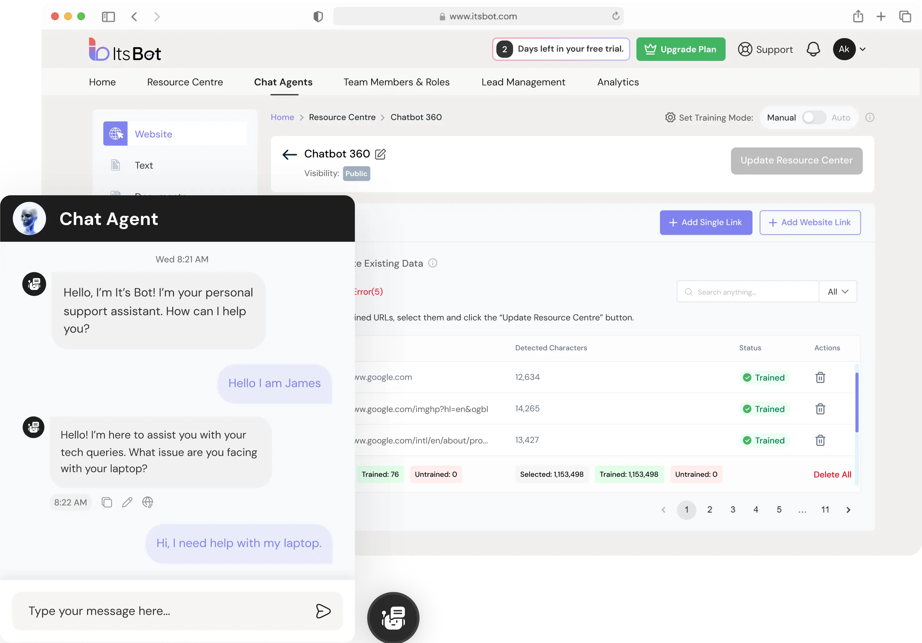 ItsBot Chat UI Preview